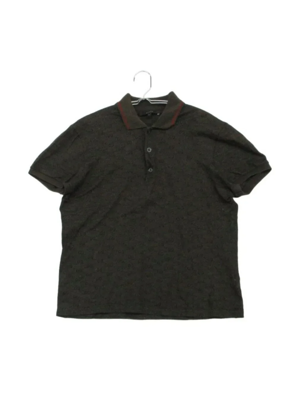 Gucci Polo Shirt Short Sleeve GG Logo Jacquard Line Kanoko Top Khaki